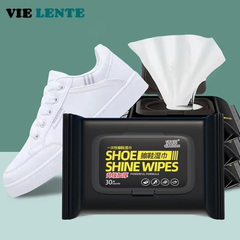The Sneaker Care - 12-60 ชิ้นทิ้งรองเท้าผ้าเช็ดทําความสะอาดแบบพกพาสีขาวรองเท้าทําความสะอาดผ้าเช็ดทําความสะอาดรองเท้าผ้าใบทําความสะอาด Quick เช็ดเปียก VIE LENTE