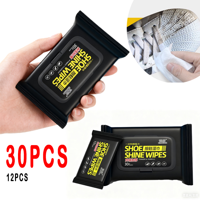 Sneaker Care Wipes - ผ้าเช็ดทำความสะอาดรองเท้าแบบใช้แล้วทิ้ง 12 ชิ้น/30 ชิ้น ผ้าเช็ดทำความสะอาดรองเท้าสีขาวแบบพกพา ผ้าเช็ดทำความสะอาดรองเท้าผ้าใบ