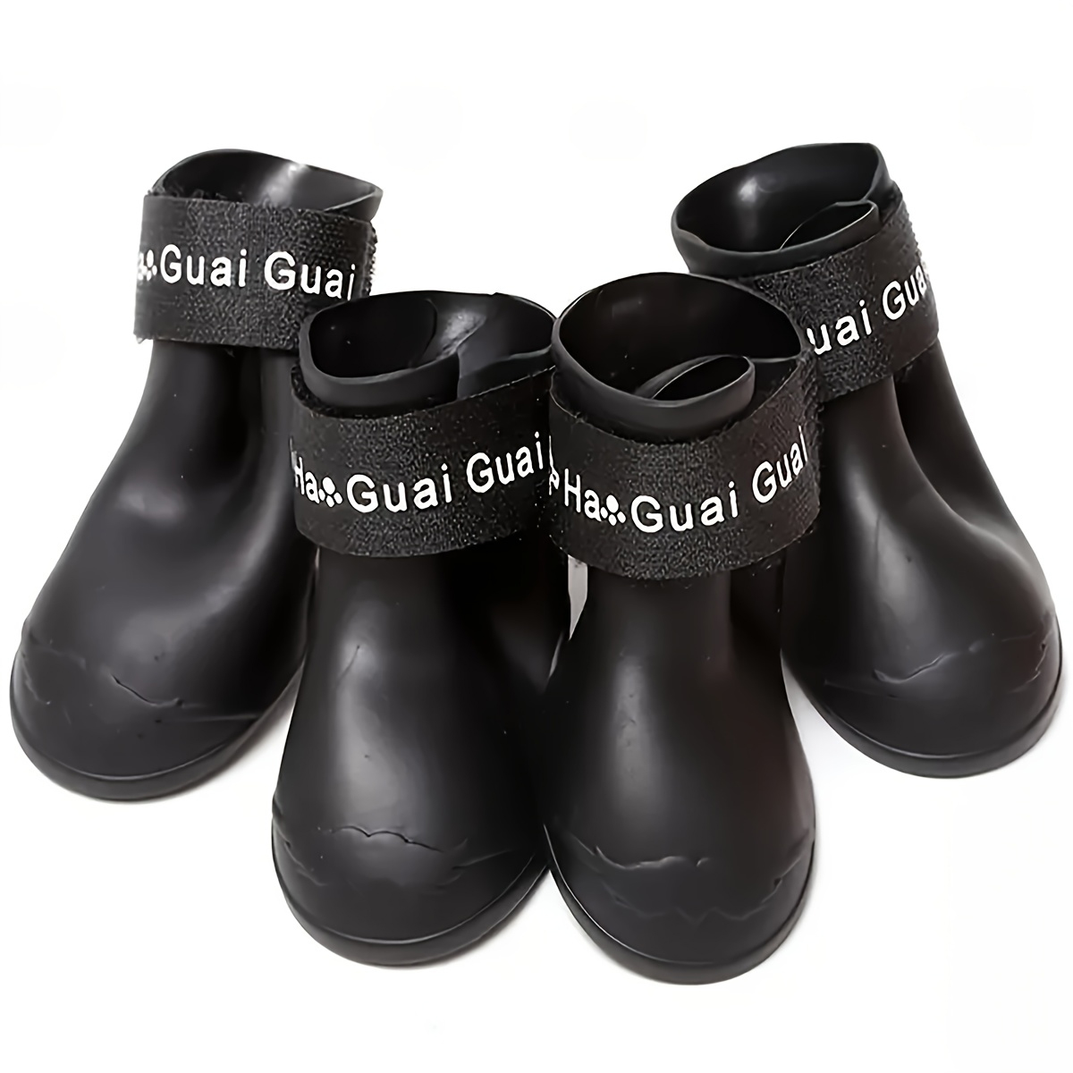 Shoe Polish Cream - รองเท้าบูทกันฝนแบบกันน้ำและกันลื่น 4 คู่สำหรับสุนัขขนาดเล็กและขนาดกลาง รองเท้าสุนัขน่ารัก - ปกป้องอุ้งเท้าสัตว์เลี้ยงของคุณจากฝน