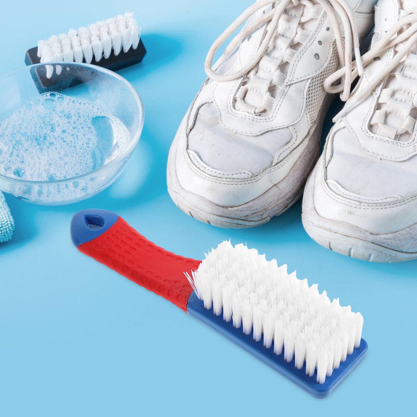 Sneaker Care Laundry - แปรงทำความสะอาดรองเท้า 2 ชิ้น ขนแปรงแข็ง อุปกรณ์ทำความสะอาดอเนกประสงค์ สำหรับซักผ้า
